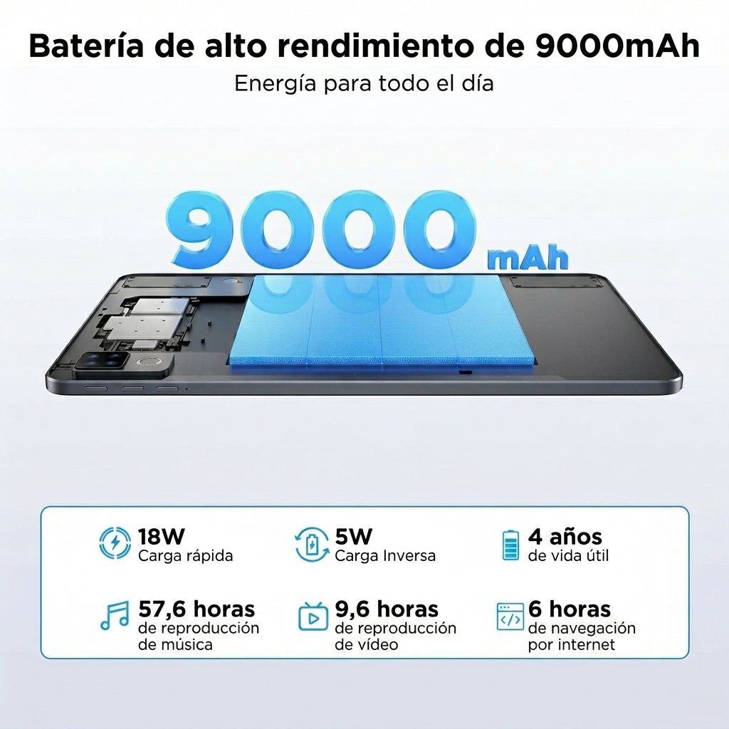 Tablet DOOGEE U12 VIP con Android 16, pantalla de 12 pulgadas, 24 GB de RAM + 128 GB de almacenamiento ampliable hasta 2 TB, Gemini AI, teclado y l??piz incluidos, bater??a de 9000 mAh con carga de 18 W, c??maras de 13 MP + 8 MP, tablet infantil con procesador Octa-Core, Widevine L1, OTG y Face ID. - Image 3